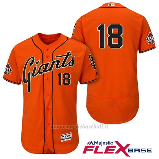 Maglia Baseball Uomo San Francisco Giants Matt Cain Arancione Alterner 60th Season Flex Base